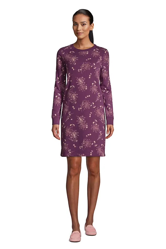 Lands039 End Fleece Women Serious Sweats Crew Neck Dress Medallion Mulberry Floral Lands039 End Fleece Women Serious Sweats Crew Neck Dress Medallion Mulberry Floral