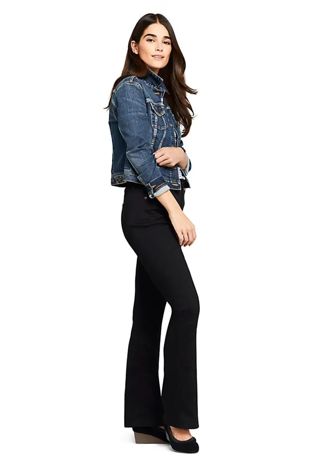 Lands039 End Jeans Women Mid Rise Curvy Bootcut Twill Jeans 8211 Black