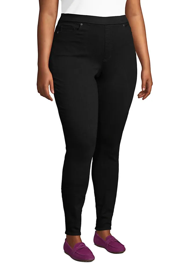 Lands039 End Jeans Women Plus Size Elastic Waist High Rise Pull On Skinny Legging Jeans 8211 Black