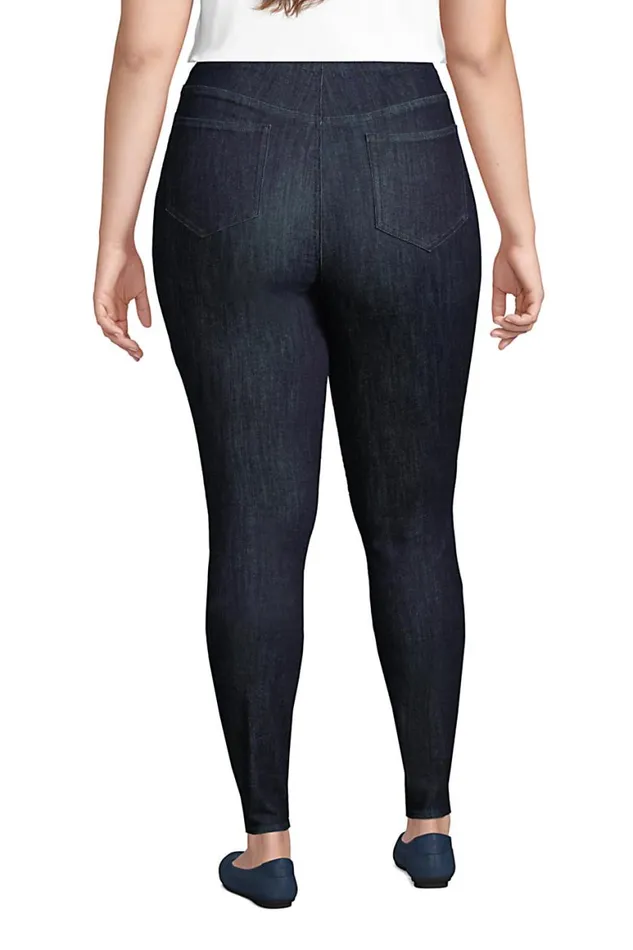 Lands039 End Jeans Women Plus Size Elastic Waist Pull On Skinny Legging Jeans 8211 Blue Deepest Indigo