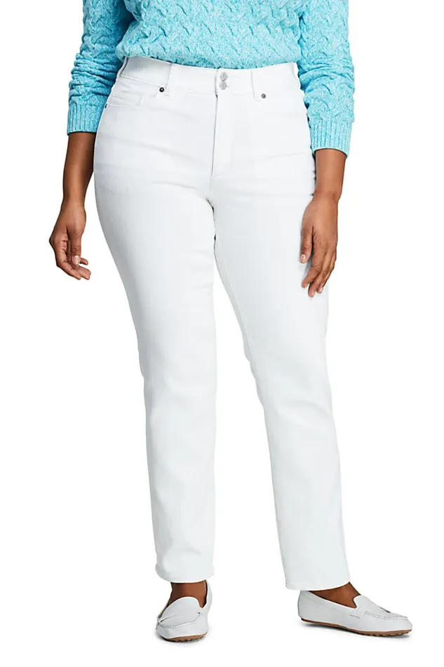Lands039 End Jeans Women Plus Size High Rise Straight Fit Shaping Jeans White Lands039 End Jeans Women Plus Size High Rise Straight Fit Shaping Jeans White
