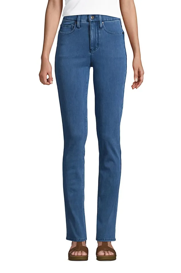 Lands039 End Jeans Women Starfish High Rise Elastic Waist Pull On Knit Denim Straight Leg Jeans Light Indigo Lands039 End Jeans Women Starfish High Rise Elastic Waist Pull On Knit Denim Straight Leg Jeans Light Indigo
