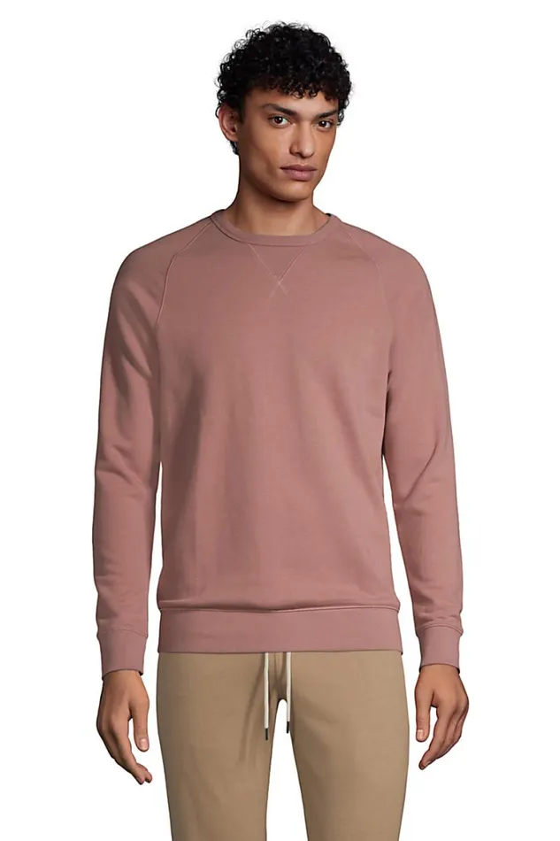 Lands039 End Knit Tops and Tees Men Big And Tall French Terry Crewneck Sweatshirt Mauve Quartz