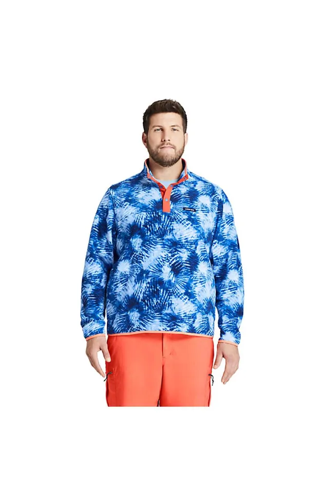 Lands039 End Knit Tops and Tees Men Big And Tall Heritage Fleece Snap Neck Pullover Top Deep Sea Navy Tie Dye Palm Lands039 End Knit Tops and Tees Men Big And Tall Heritage Fleece Snap Neck Pullover Top Deep Sea Navy Tie Dye Palm