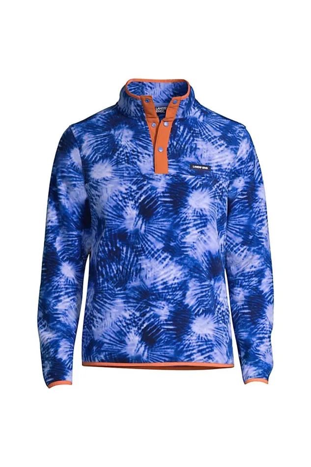 Lands039 End Knit Tops and Tees Men Big And Tall Heritage Fleece Snap Neck Pullover Top Deep Sea Navy Tie Dye Palm Lands039 End Knit Tops and Tees Men Big And Tall Heritage Fleece Snap Neck Pullover Top Deep Sea Navy Tie Dye Palm