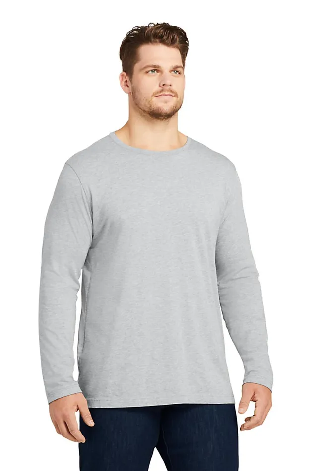 Lands039 End Knit Tops and Tees Men Big And Tall Long Sleeve Supima Tee Soft Sea Green