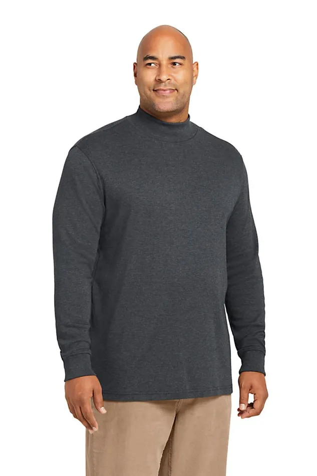 Lands039 End Knit Tops and Tees Men Big And Tall Super Soft Supima Mock Turtleneck Radiant Navy