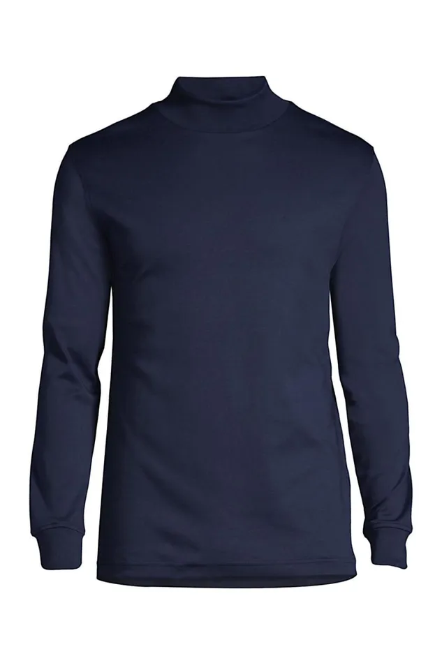 Lands039 End Knit Tops and Tees Men Big And Tall Super Soft Supima Mock Turtleneck Radiant Navy