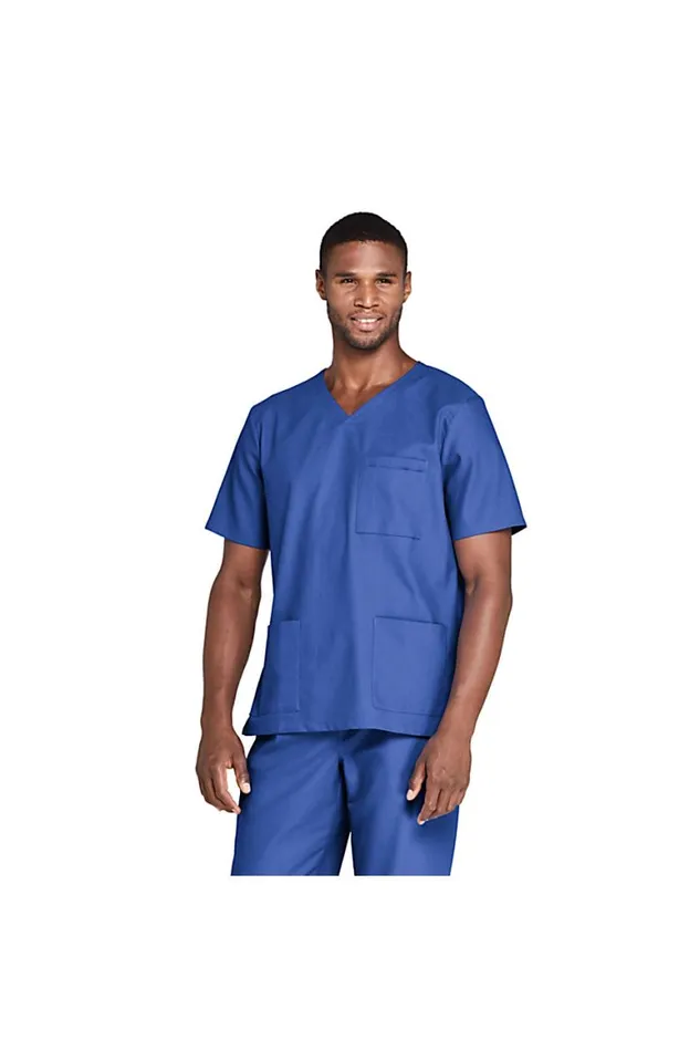 Lands039 End Knit Tops and Tees Men Scrub Top Dark Cobalt Blue