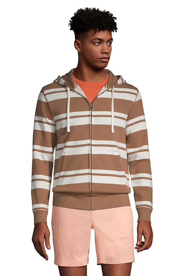 Lands039 End Knit Tops and Tees Men Serious Sweats Long Sleeve Full Zip Stripe Hoodie Warm Tawny Brown Lands039 End Knit Tops and Tees Men Serious Sweats Long Sleeve Full Zip Stripe Hoodie Warm Tawny Brown