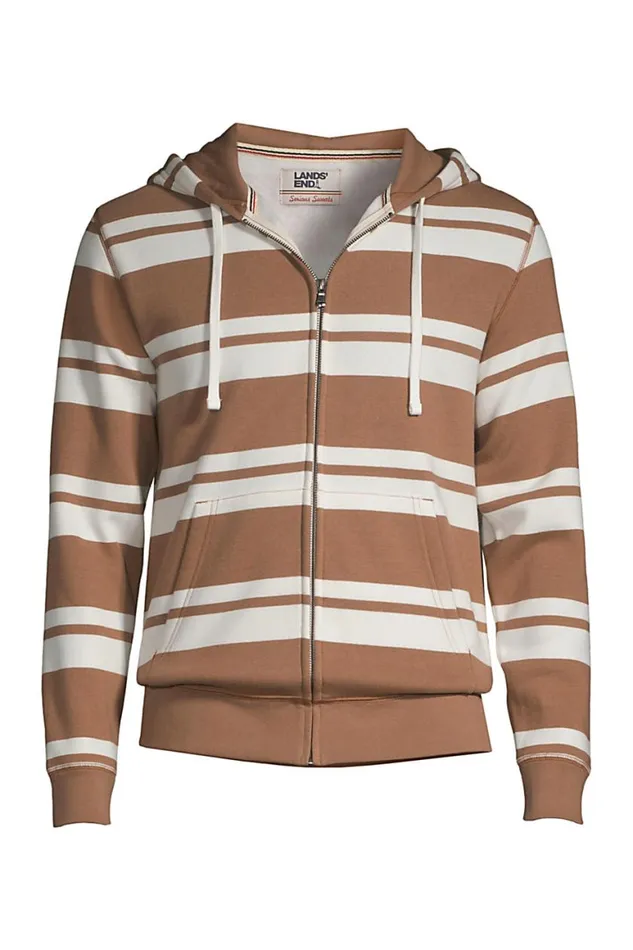 Lands039 End Knit Tops and Tees Men Serious Sweats Long Sleeve Full Zip Stripe Hoodie Warm Tawny Brown Lands039 End Knit Tops and Tees Men Serious Sweats Long Sleeve Full Zip Stripe Hoodie Warm Tawny Brown