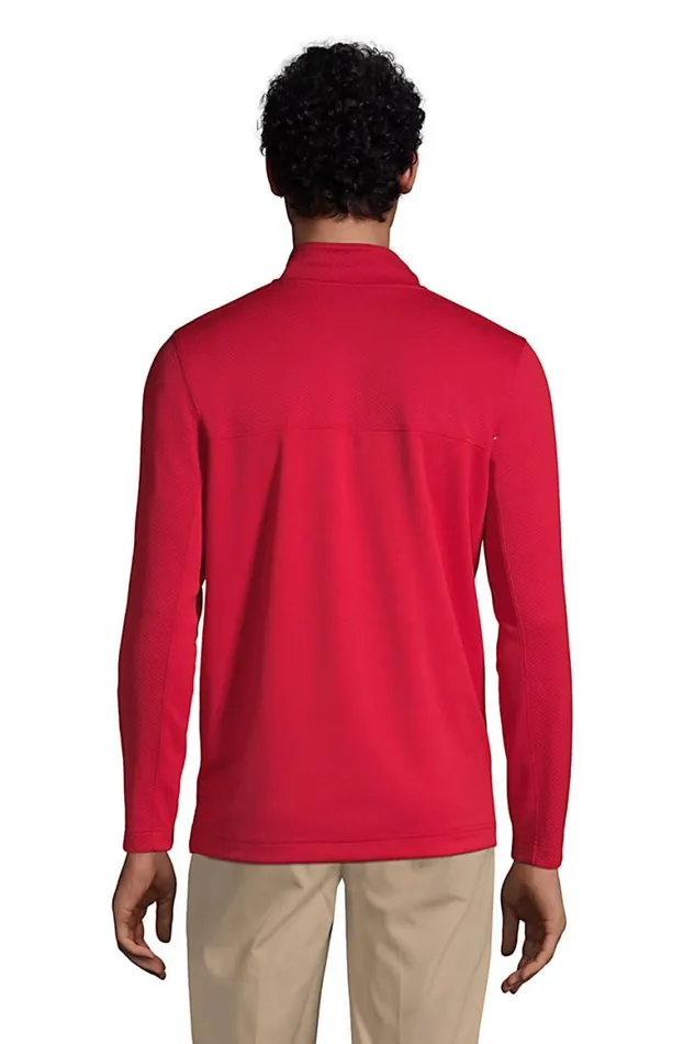 Lands039 End Knit Tops and Tees Men Textured Quarter Zip Pullover Rich Red Lands039 End Knit Tops and Tees Men Textured Quarter Zip Pullover Rich Red