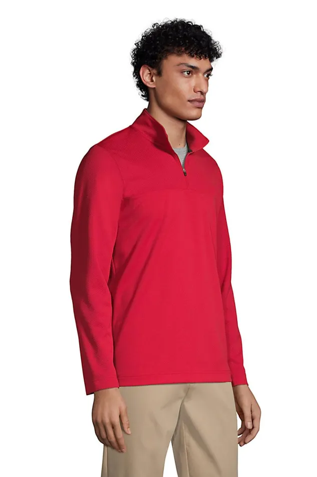 Lands039 End Knit Tops and Tees Men Textured Quarter Zip Pullover Rich Red Lands039 End Knit Tops and Tees Men Textured Quarter Zip Pullover Rich Red
