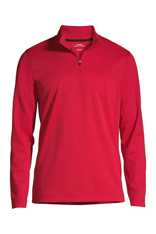 Lands039 End Knit Tops and Tees Men Textured Quarter Zip Pullover Rich Red Lands039 End Knit Tops and Tees Men Textured Quarter Zip Pullover Rich Red