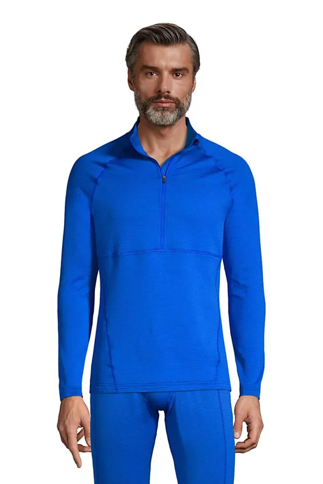 Lands039 End Long Underwear Men Expedition Baselayer Half Zip Royal Cobalt