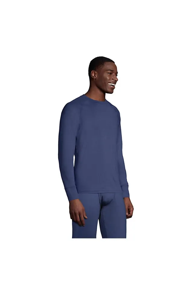 Lands039 End Long Underwear Men Stretch Thermaskin Long Underwear Crew Base Layer Regiment Navy