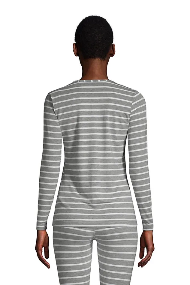 Lands039 End Long Underwear Women Cooling Thermal Long Underwear Base Layer Crewneck Shirt Cement Heather Stripe Lands039 End Long Underwear Women Cooling Thermal Long Underwear Base Layer Crewneck Shirt Cement Heather Stripe
