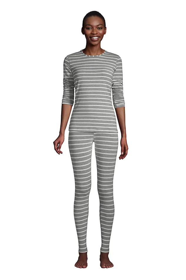Lands039 End Long Underwear Women Cooling Thermal Long Underwear Base Layer Crewneck Shirt Cement Heather Stripe Lands039 End Long Underwear Women Cooling Thermal Long Underwear Base Layer Crewneck Shirt Cement Heather Stripe