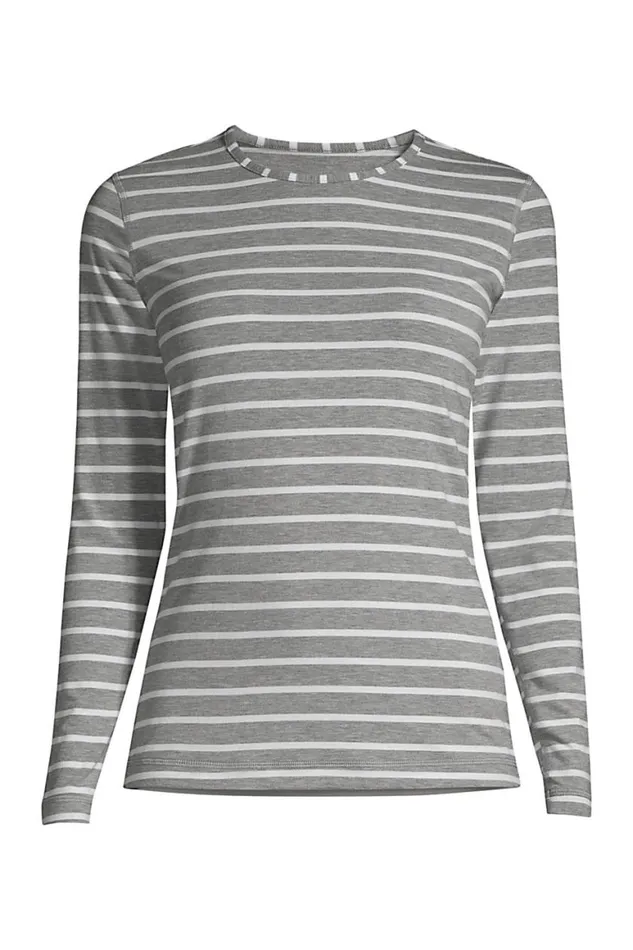 Lands039 End Long Underwear Women Cooling Thermal Long Underwear Base Layer Crewneck Shirt Cement Heather Stripe Lands039 End Long Underwear Women Cooling Thermal Long Underwear Base Layer Crewneck Shirt Cement Heather Stripe