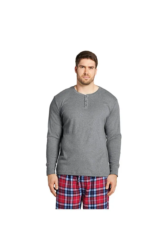 Lands039 End Pajamas and Robes Men Big And Tall Knit Rib Pajama Henley Radiant Navy