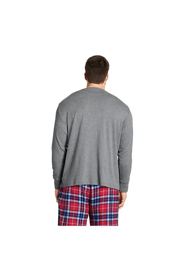 Lands039 End Pajamas and Robes Men Big And Tall Knit Rib Pajama Henley Radiant Navy