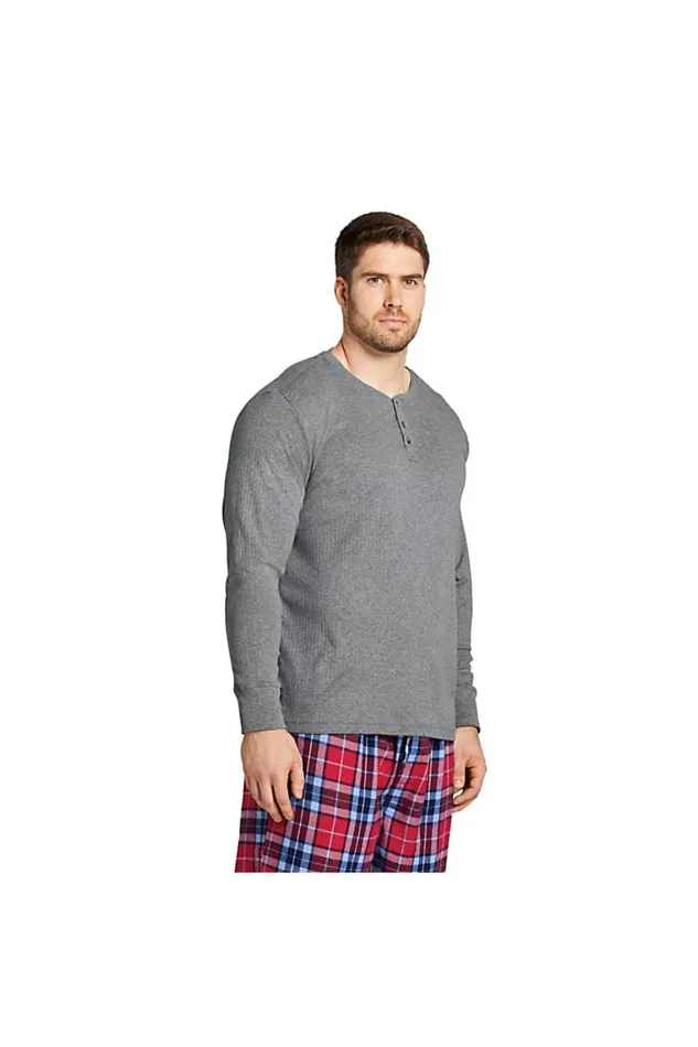 Lands039 End Pajamas and Robes Men Big And Tall Knit Rib Pajama Henley Radiant Navy