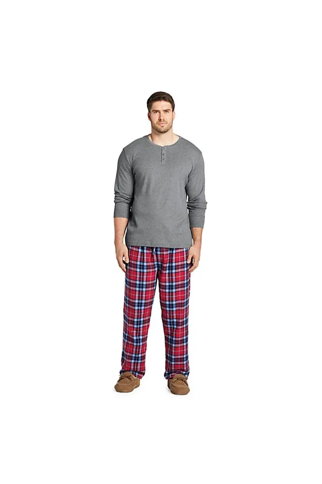 Lands039 End Pajamas and Robes Men Big And Tall Knit Rib Pajama Henley Radiant Navy