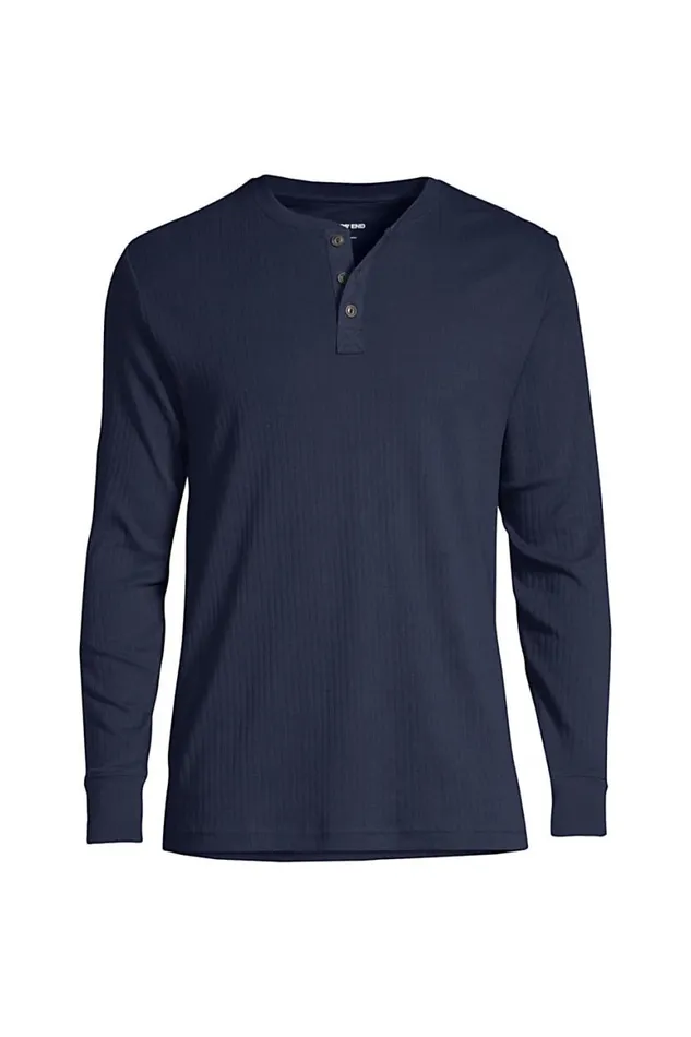 Lands039 End Pajamas and Robes Men Big And Tall Knit Rib Pajama Henley Radiant Navy