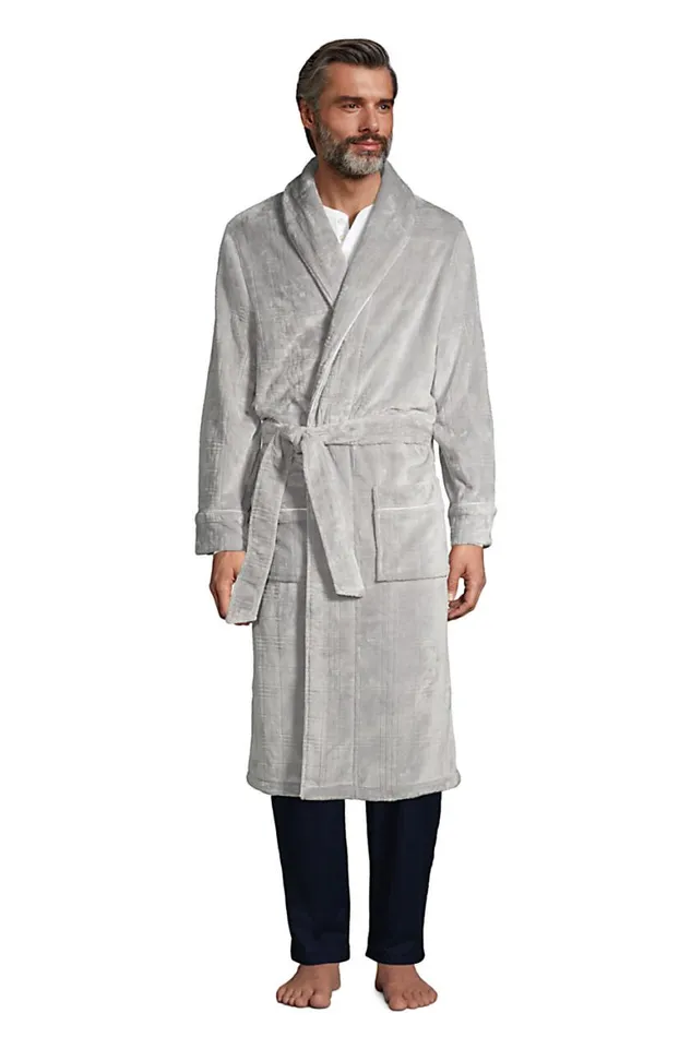 Lands039 End Pajamas and Robes Men Super Soft Robe Soft Stone Gray