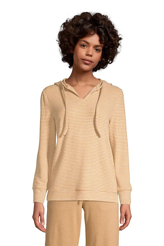 Lands039 End Pajamas and Robes Women Lounge Vneck Cozy Pullover Hoodie Vicuna Heather Lands039 End Pajamas and Robes Women Lounge Vneck Cozy Pullover Hoodie Vicuna Heather