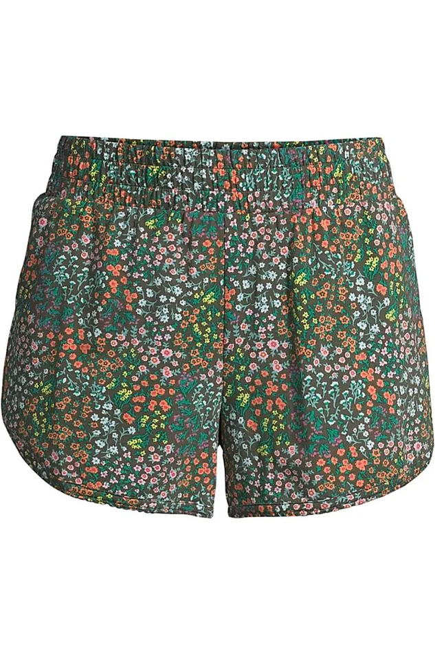 Lands039 End Pajamas and Robes Women Plus Size Comfort Knit Built In Brief Pajama Shorts Forest Moss Mini Floral