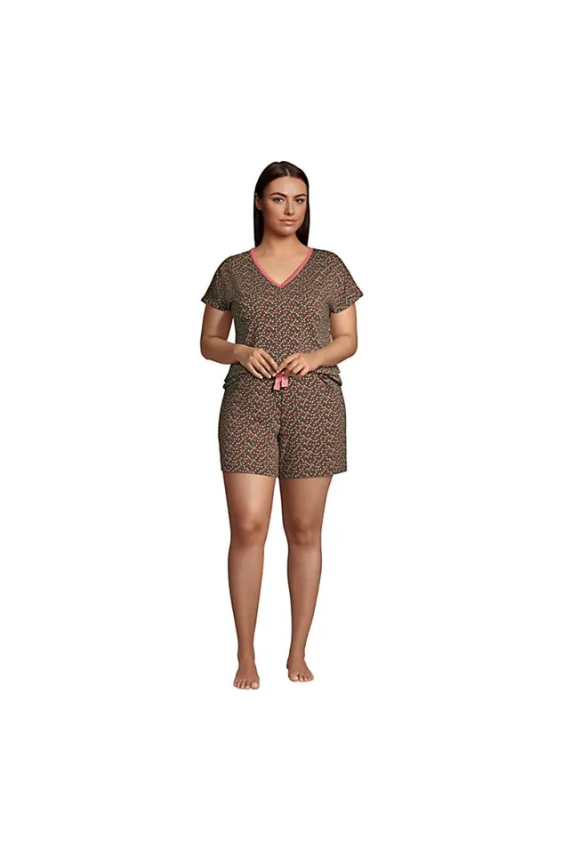 Lands039 End Pajamas and Robes Women Plus Size Lounge 5034 Tie Waist Pajama Shorts Forest Moss Ditsy Floral Lands039 End Pajamas and Robes Women Plus Size Lounge 5034 Tie Waist Pajama Shorts Forest Moss Ditsy Floral