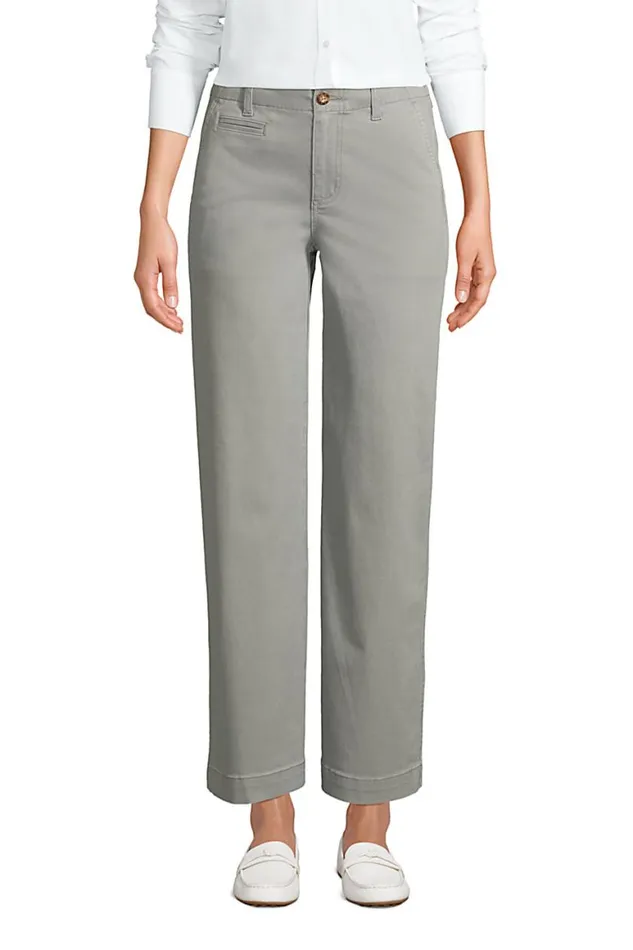 Lands039 End Pants Women Chino Mid Rise Wide Leg Ankle Pants Washed Military Green Lands039 End Pants Women Chino Mid Rise Wide Leg Ankle Pants Washed Military Green