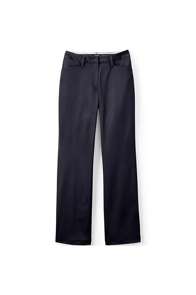 Lands039 End Pants Women Petite Curvy Fit Plain Boot Cut Chino Pants True Navy