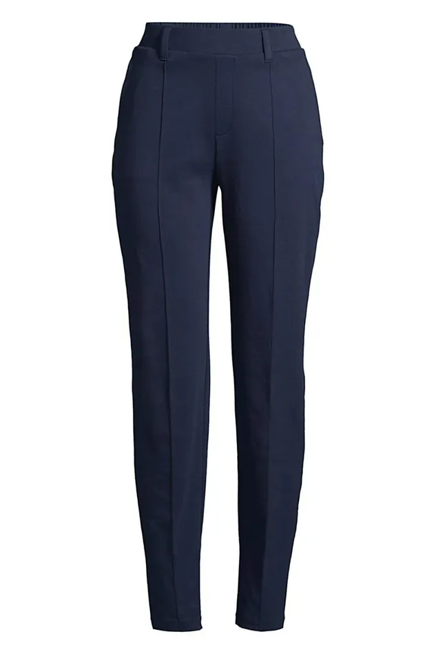 Lands039 End Pants Women Petite Sport Knit High Rise Elastic Waist Pull On Tapered Trousers Radiant Navy