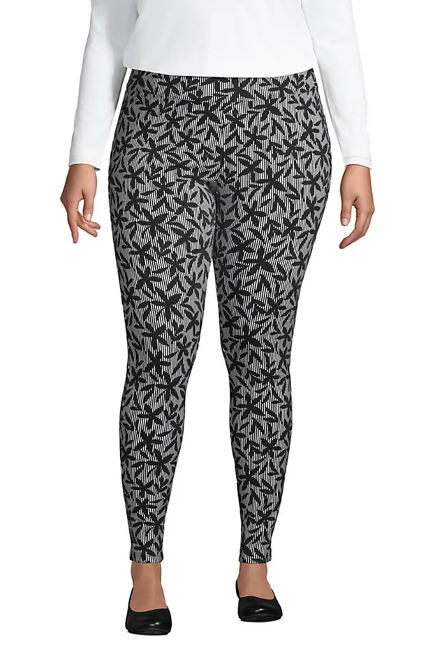 Lands039 End Pants Women Plus Size Starfish Mid Rise Knit Leggings Black Stripe Floral Lands039 End Pants Women Plus Size Starfish Mid Rise Knit Leggings Black Stripe Floral
