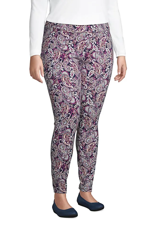 Lands039 End Pants Women Plus Size Starfish Mid Rise Knit Leggings Black Stripe Floral Lands039 End Pants Women Plus Size Starfish Mid Rise Knit Leggings Black Stripe Floral