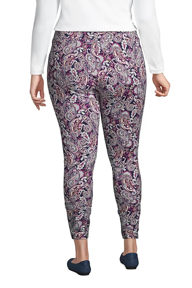 Lands039 End Pants Women Plus Size Starfish Mid Rise Knit Leggings Black Stripe Floral Lands039 End Pants Women Plus Size Starfish Mid Rise Knit Leggings Black Stripe Floral