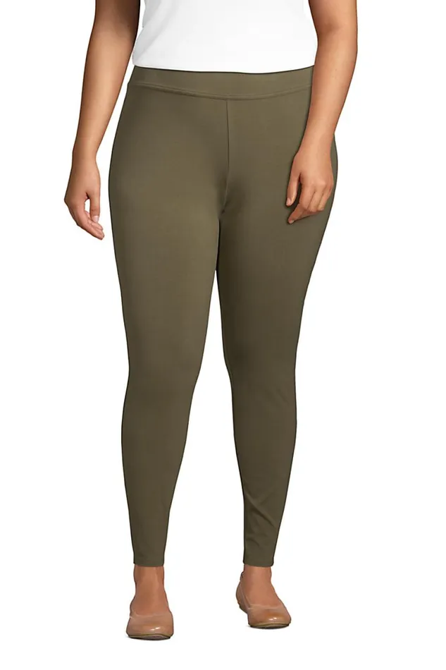 Lands039 End Pants Women Plus Size Starfish Mid Rise Knit Leggings Forest Moss