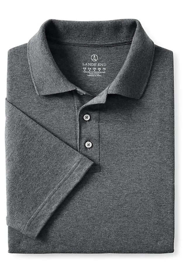 Lands039 End Polo Shirts Men Big Short Sleeve Hemmed Pima Polo Shirt Charcoal Heather Lands039 End Polo Shirts Men Big Short Sleeve Hemmed Pima Polo Shirt Charcoal Heather