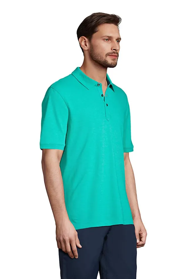 Lands039 End Polo Shirts Men Coolmax Mesh Short Sleeve Polo Mystical Grape Heather