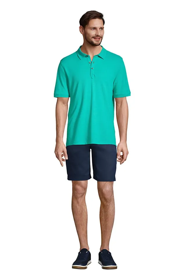 Lands039 End Polo Shirts Men Coolmax Mesh Short Sleeve Polo Mystical Grape Heather