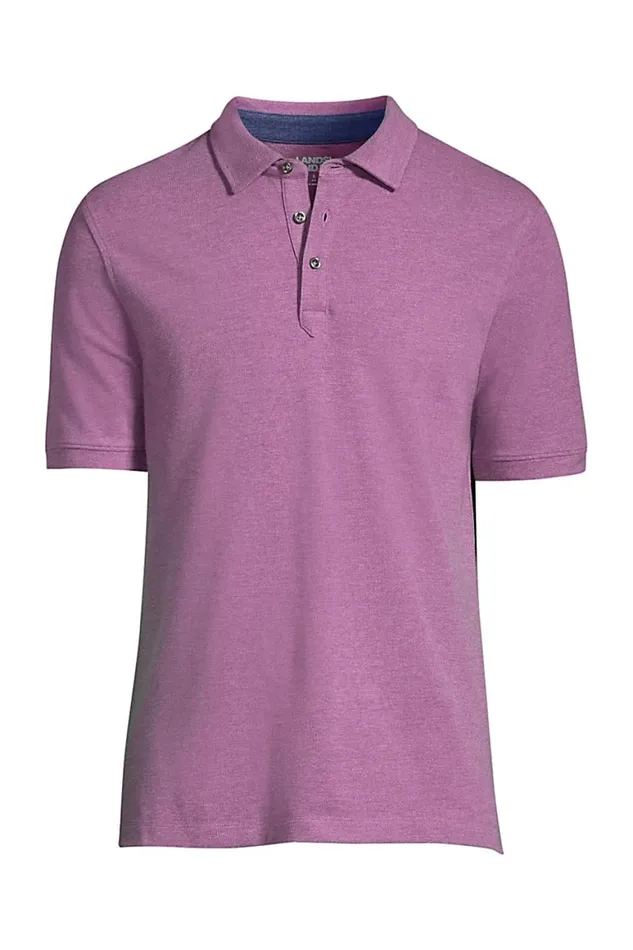 Lands039 End Polo Shirts Men Coolmax Mesh Short Sleeve Polo Mystical Grape Heather