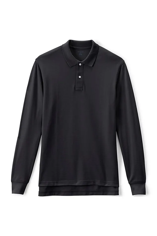 Lands039 End Polo Shirts Men Long Sleeve Mesh Polo Shirt Black Lands039 End Polo Shirts Men Long Sleeve Mesh Polo Shirt Black