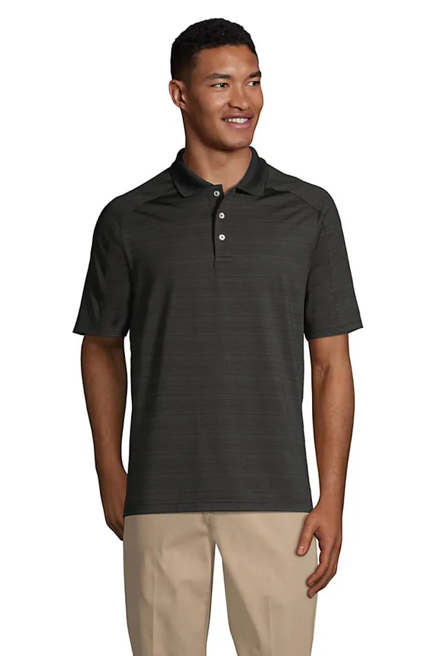 Lands039 End Polo Shirts Men Rapid Dry Tonal Stripe Polo Shirt Black