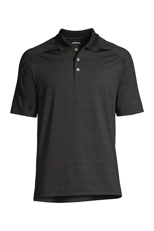 Lands039 End Polo Shirts Men Rapid Dry Tonal Stripe Polo Shirt Black