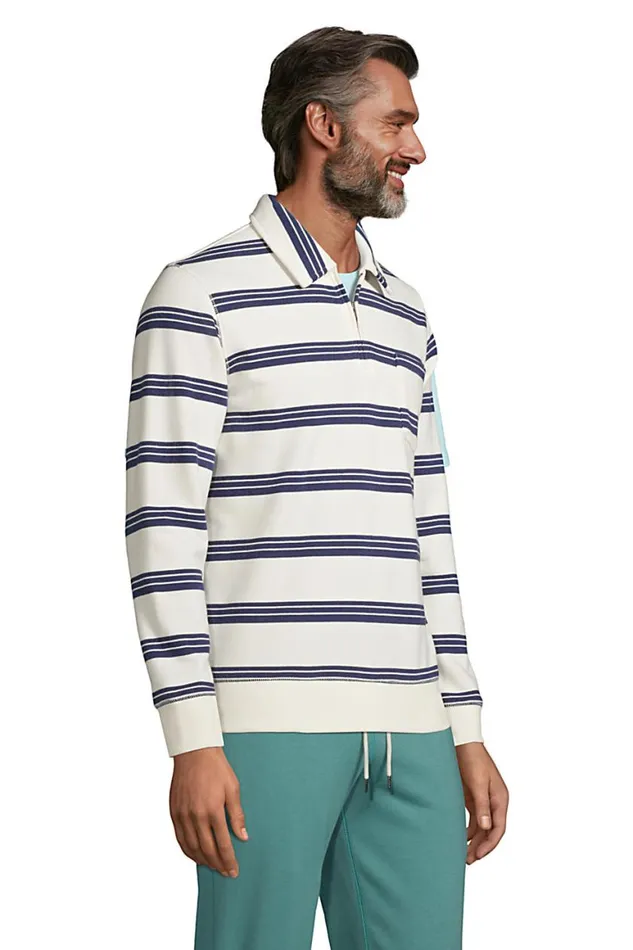 Lands039 End Polo Shirts Men Serious Sweats Quarter Zip Polo Pattern Ivory Founders Stripe Lands039 End Polo Shirts Men Serious Sweats Quarter Zip Polo Pattern Ivory Founders Stripe