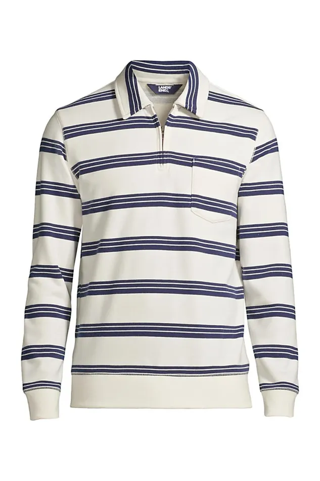 Lands039 End Polo Shirts Men Serious Sweats Quarter Zip Polo Pattern Ivory Founders Stripe Lands039 End Polo Shirts Men Serious Sweats Quarter Zip Polo Pattern Ivory Founders Stripe