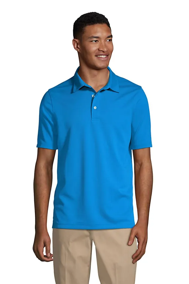 Lands039 End Polo Shirts Men Short Sleeve Active Pique Polo Siam Blue