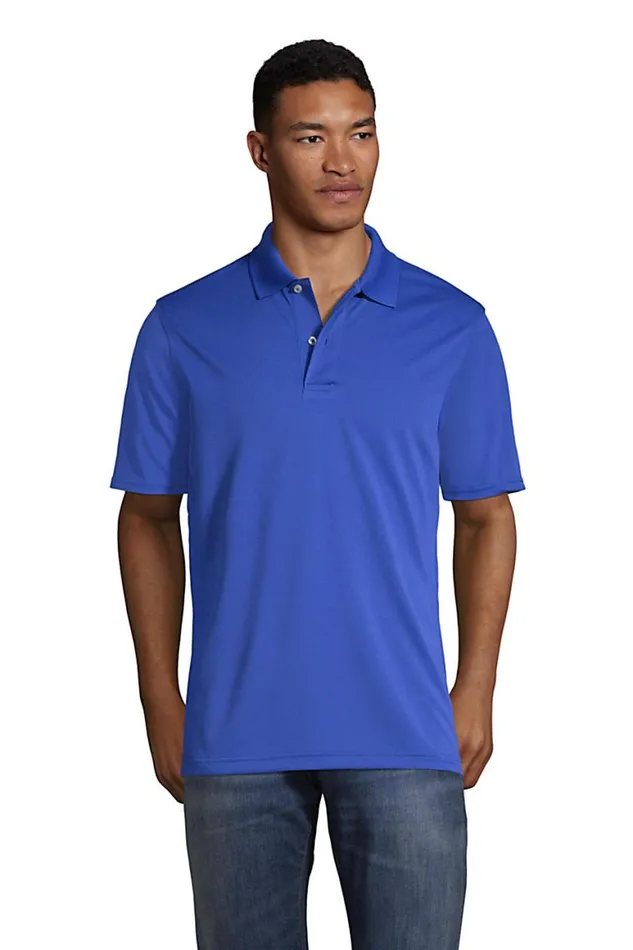 Lands039 End Polo Shirts Men Short Sleeve Basic Poly Polo Dark Cobalt Blue